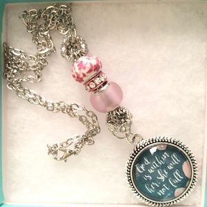 Bible verse scripture charm necklace glass beads